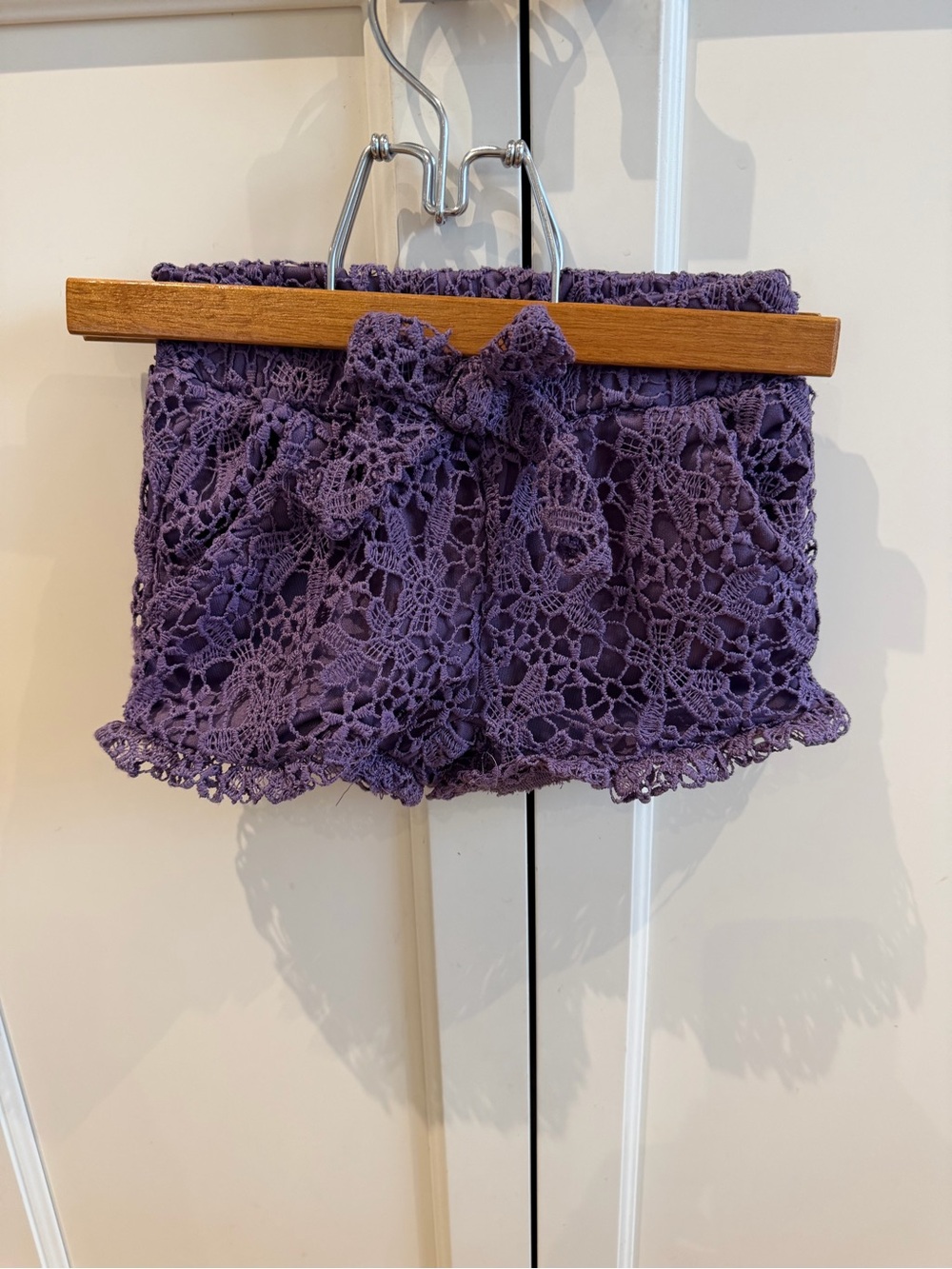 Limonada 18m Purple Crochet Lace Tie-Waist Shorts